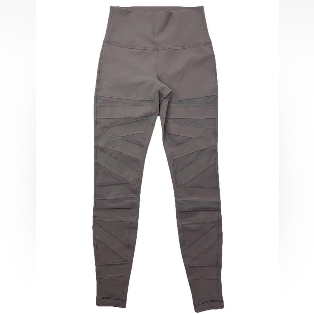 Lululemon Wunder Under Leggings Size 6 Gray Dark Chrome High Rise Mesh Geometric - Picture 2 of 10